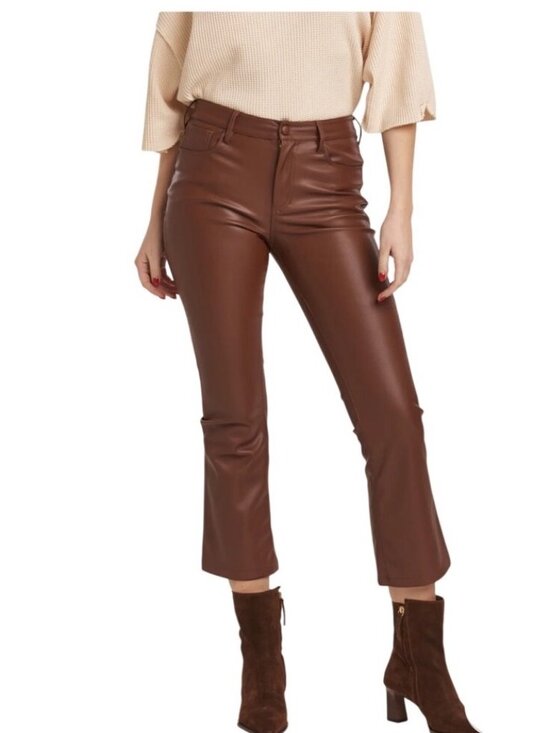 Dear John Pants - Dear John Womens High Rise Cropped Flare Vegan Leather Pants Size 27